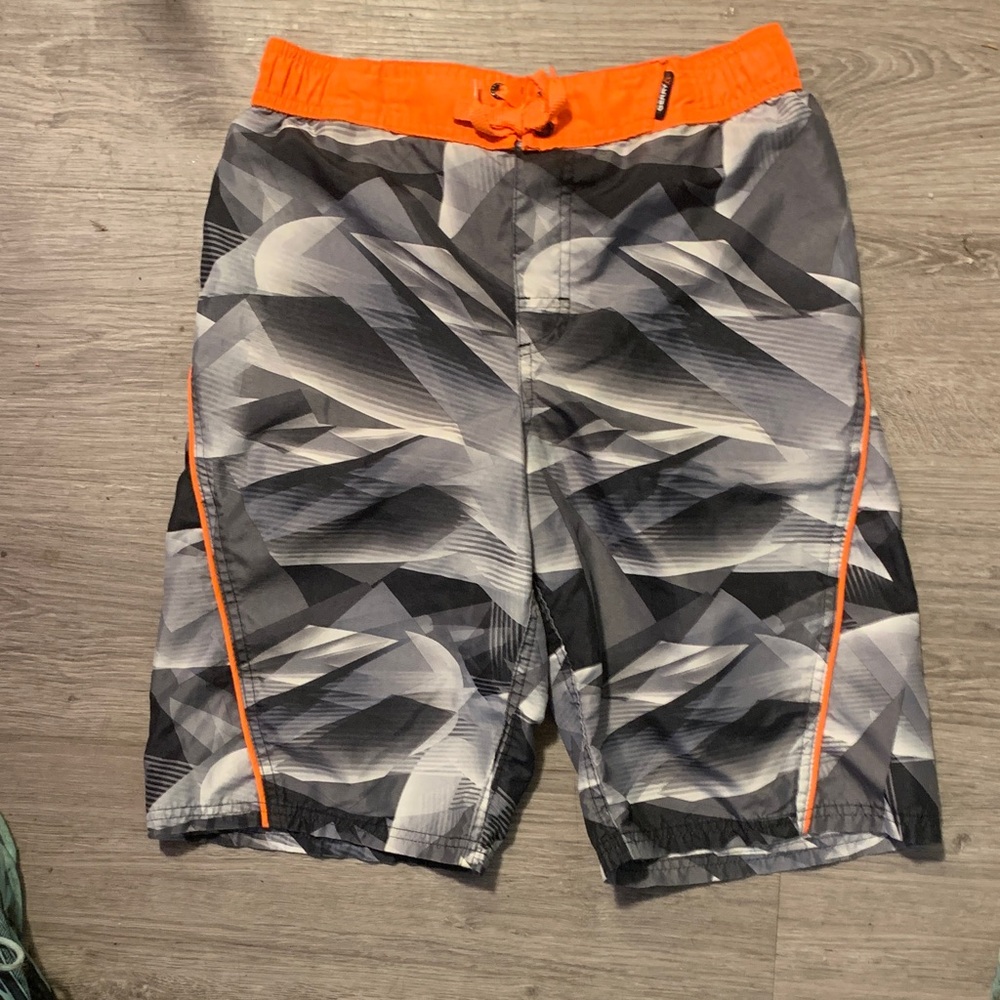 Gerry Weber Men's Abstract Gray and Orange Swim Shorts